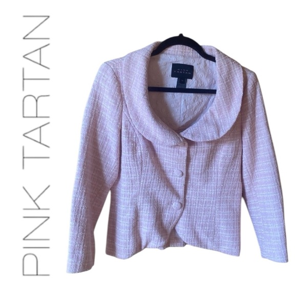 Pink Tartan Barbiecore Tweed Blazer Size 10 - Picture 3 of 7
